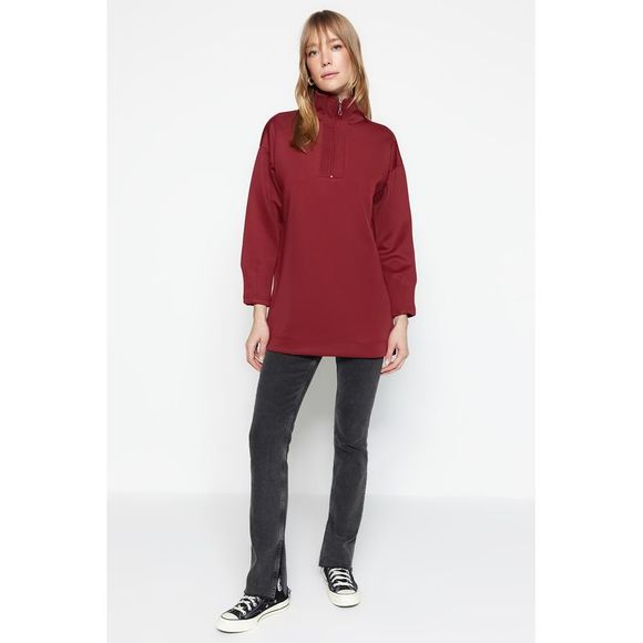 NWT Trendyol Sweatshirt Burgundy Oversize - Picture 1 of 8